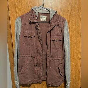 Mudd Burgundy and Gray Hooded Jacket